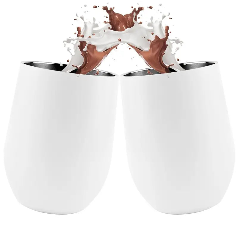 Multi Purpose Stainless Steel Tumblers with Lid & Straw 12oz - 2pcs